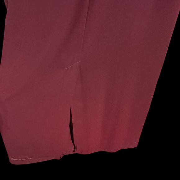 Danny & Nicole 2 pc Sheath Sleeveless Long Sheer Dress Burgundy Beaded Zip 16 - Picture 7 of 12